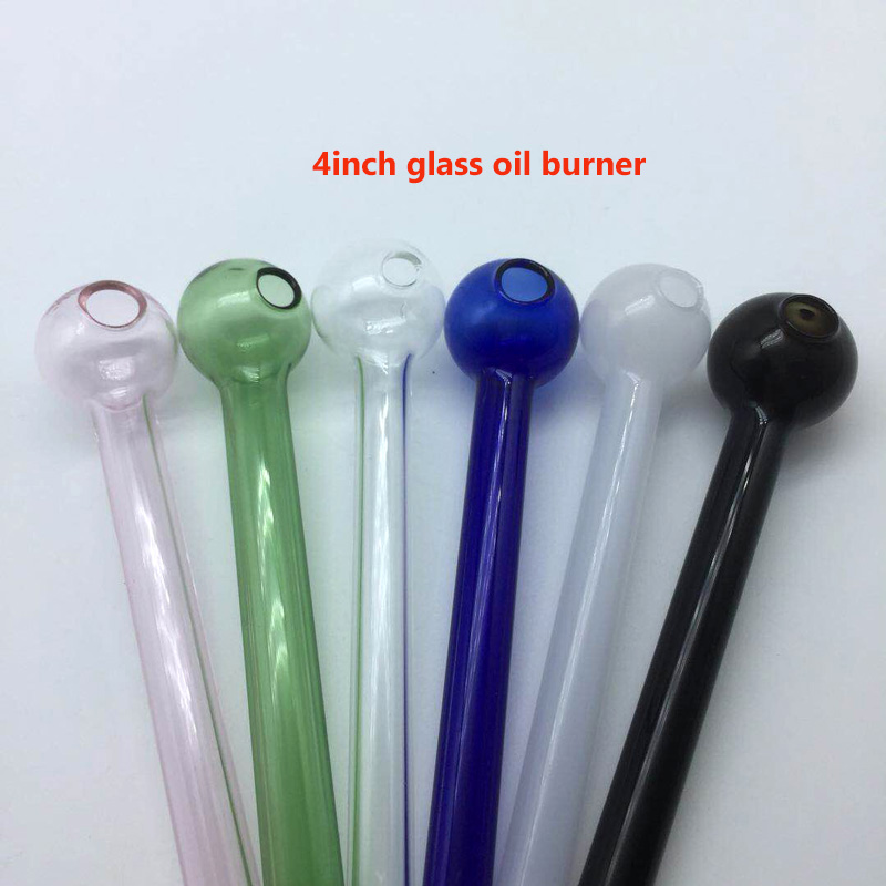 

4.0Inch Length Pyrex Glass Oil Burner Pipe Clear Pink Blue Green Black Cheap Smoking Accessories Suitfor Glass Oil Burner Water Pipes