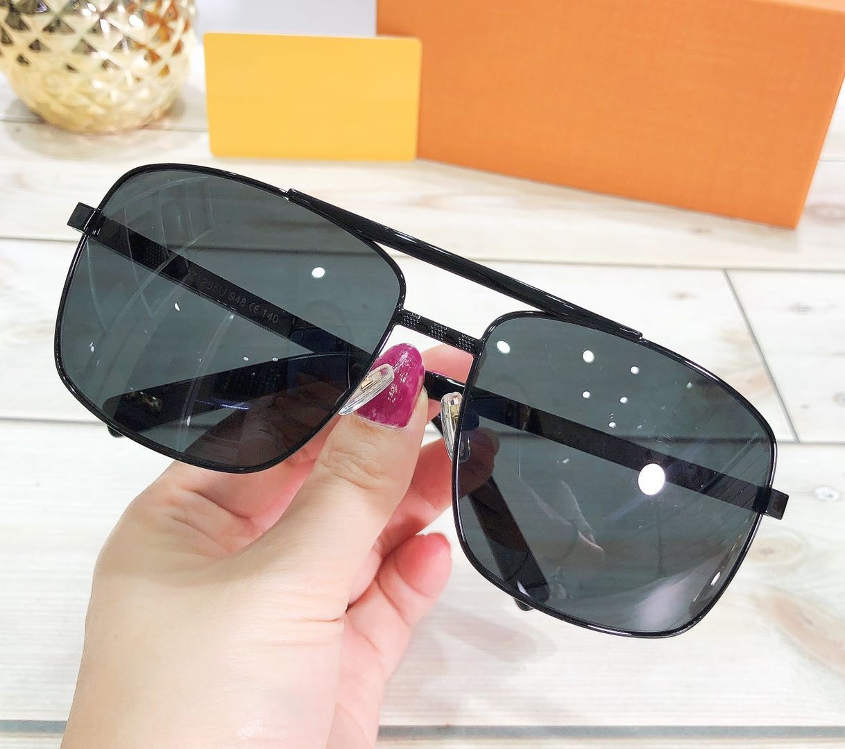 

Fashion Classic attitude 1255 men sunglasses for men metal square gold frame eye glasses UV400 vintage style protection eyewear with box