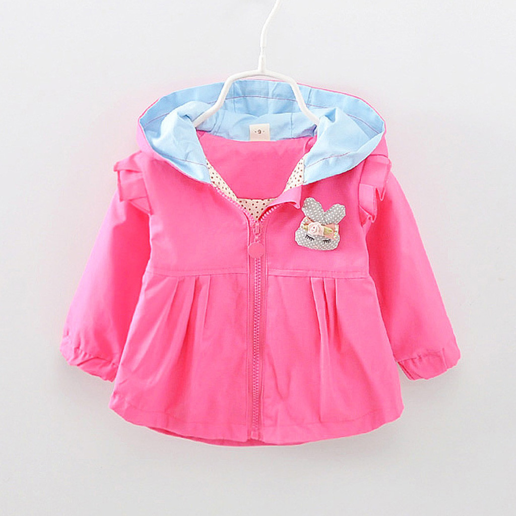 

Newborn Baby Girl Clothes Long Sleeve Rabbit Ears Hooded Windbreaker Tops Ropa Winter Casual Windproof Girls Jacket Coats, Pink