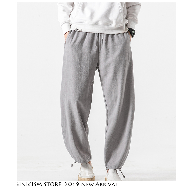 

Sinicism Store Men Cotton Harem Pants 2019 Summer Mens Hip Hop Cotton Linen Fashion Joggers Pants Male Grey Loose Clothing, Naveblue(asian size)