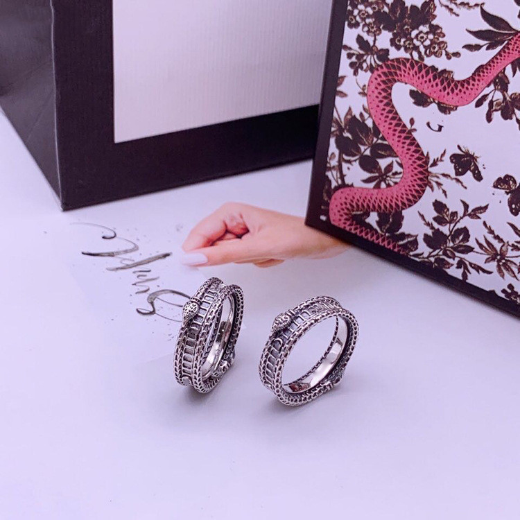 

S925 sterling silver snake ring New retro sterling silver spirit snake ring trend hip-hop male and female couple ring