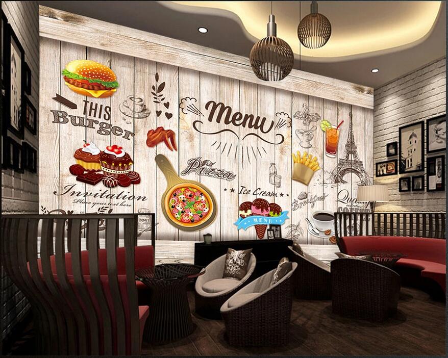 

3D wallpaper custom photo mural HD retro wood grain hand-painted western restaurant background stickers home decor wall art canvas pictures, Non-woven wallpaper
