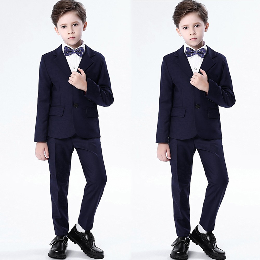 

New Fashion Beautiful Children Kids Boys Show Colorful Formal Suits Coat+Pants+Bow Tie+Shirt Suit Set, Black