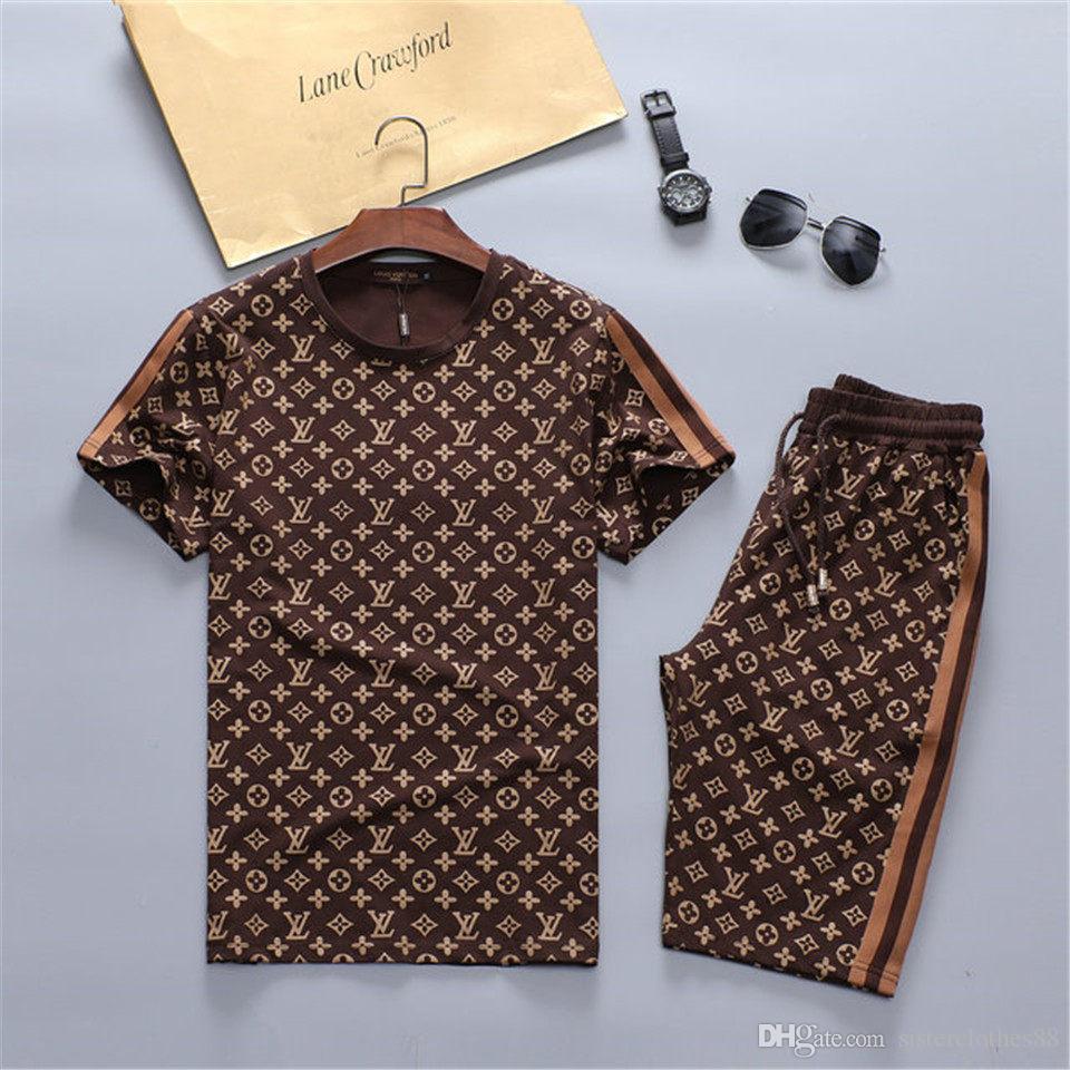 Men S Clothing Tracksuits Designer neck full short-sleeved suit sportswear men's clothing and pants Medusa Mens Summer Sportswear