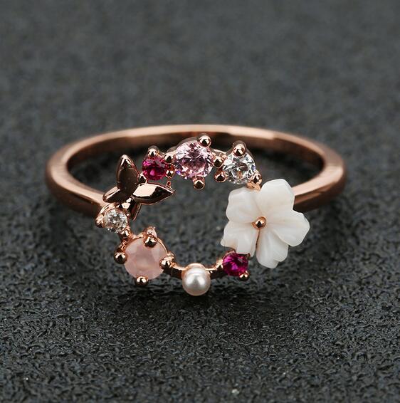 Nouveau Cristal Or Rose Chat Knuckle Anneau Charme Doigt Femmes Cadeau Bijoux Fête