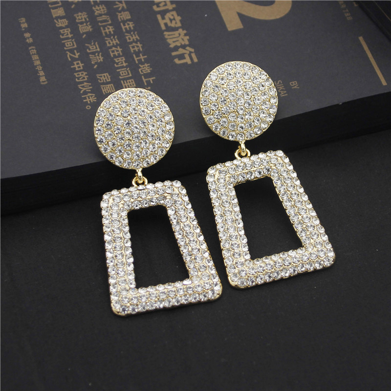 

Rhinestone Large Earrings for Women Luxury Statement Stud Earring Female Fashion Jewelry Big Dangler