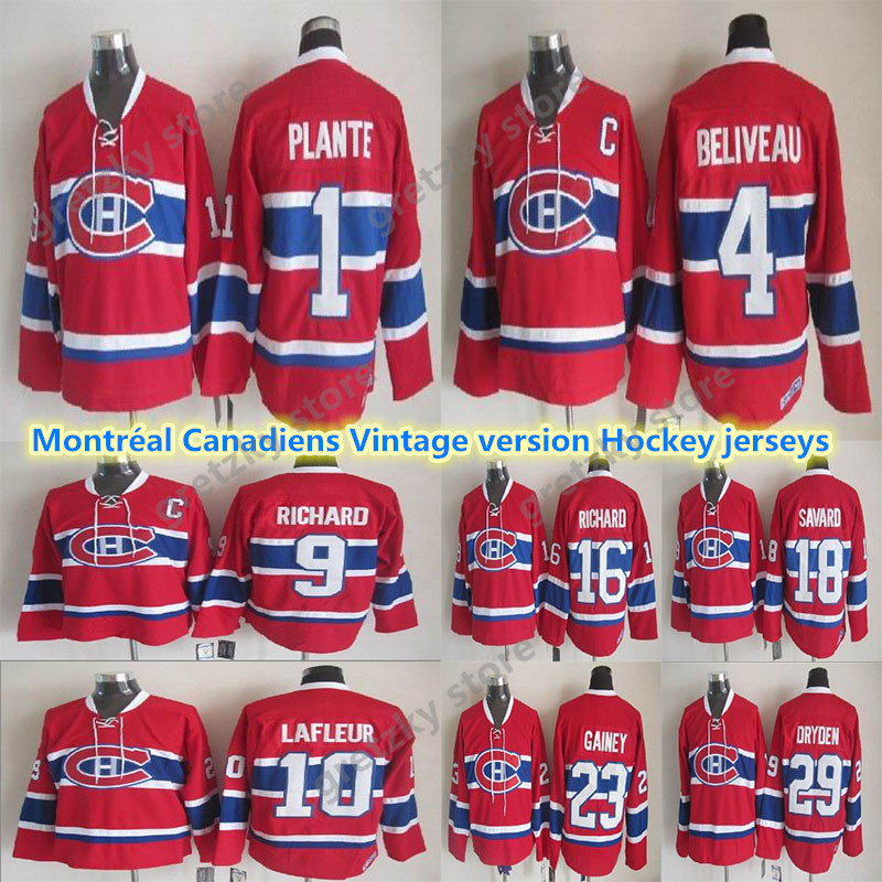 

Men's Montreal Canadiens Vintage jerseys 4 BELIVEAU 9 RICHARD 10 LAFLEUR 29 DRYDEN 79 MARKOV 1 PLAMTE 11 KOIVU CCM excellent Hockey jersey, Red