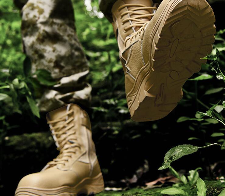 

mens leather high Gang steel head anti pressure military boots anti puncture tactical boots resistant combat Casual training Sneaker yakuda local online store, Cream