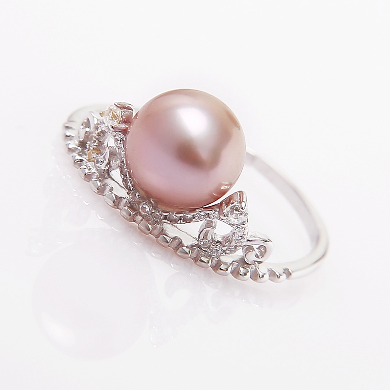 

single stone design freshwater cultured round pearl engagement pearl ring