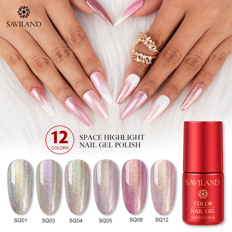 

SAVILAND Nail Gel Polish Superfine Platinum Sparkle Gel Varnish Diamond Glitter Lacquer Semi Permanent Soak Off for Nails, Top coat