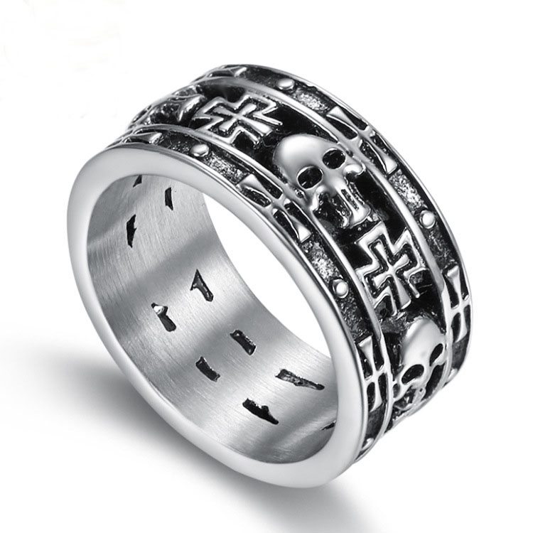 

Personal collection Zhimu ornaments Hadley locomotive Skull Cross fashion ring with exquisite gift box