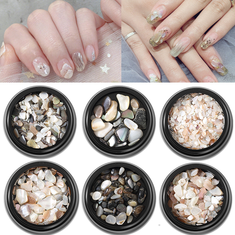 

1Box Nail Decorations 3D Shiny Abalone Pearl Shell Slice Flake Nail Art Stones Charms Spangles Tips Manicure Accessories