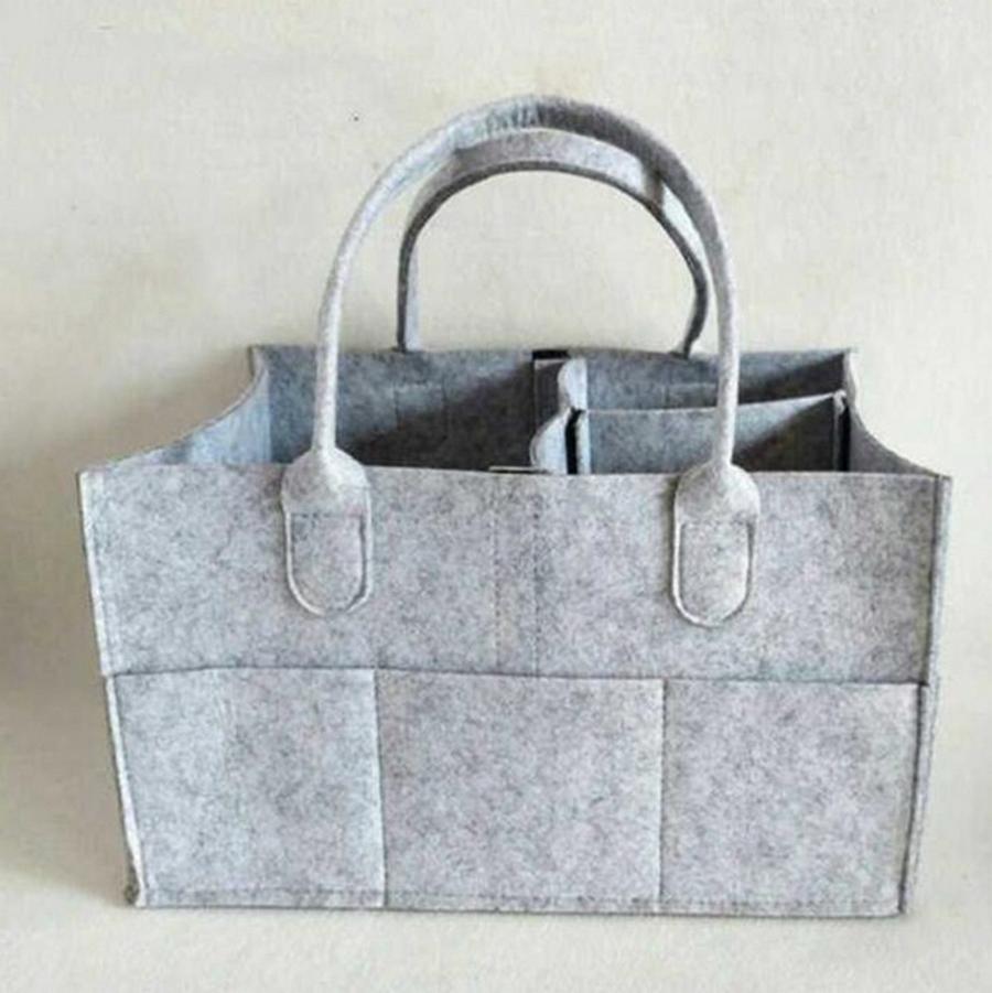 

Baby Diaper Bags Gray infant Diaper Tote Bag Portable Car Travel Organizer Felt Basket Newborn Girl Boy Nappy Storage Bag Favor RRA2789