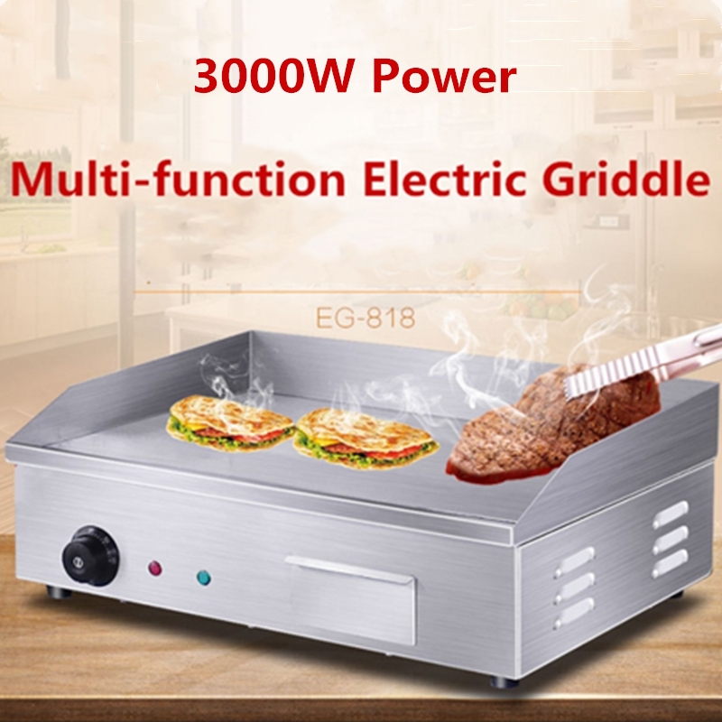 

Stainless Steel 3000W Electric Griddle Commercial 8 mm thick Flat Pan Griddle Pancakes Steak Dorayaki Machine BBQ Grill