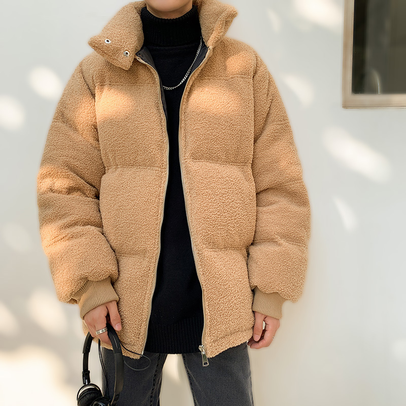 

Khaki Winter Cotton Parkas Men Korean Style Warm Solid Causal Cotton Coats Men High Street Youth Tide Bubble Coat Winter, Black