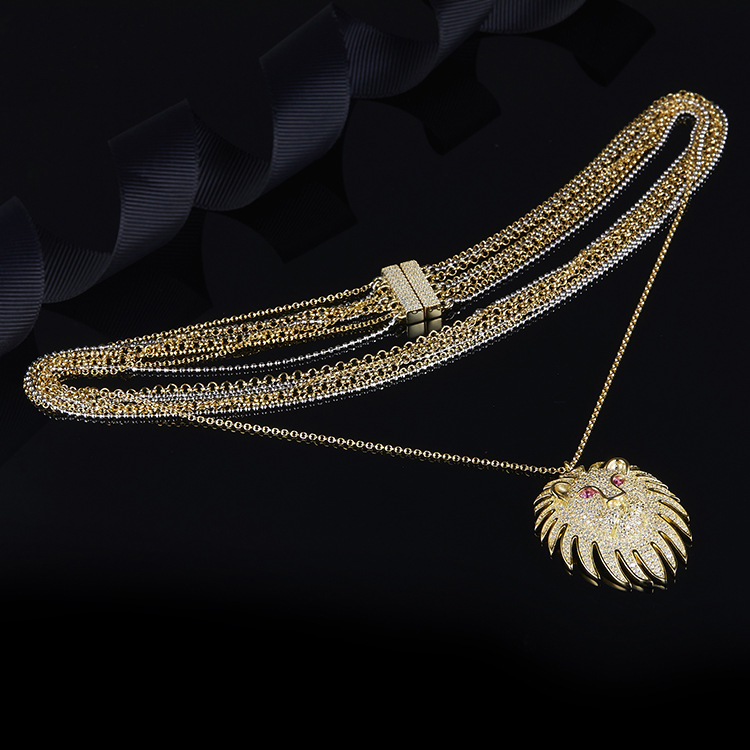 

Wholesale-Lioness Necklace Multi-Chain Necklace 925 Sterling Sliver for women fashion and modren look