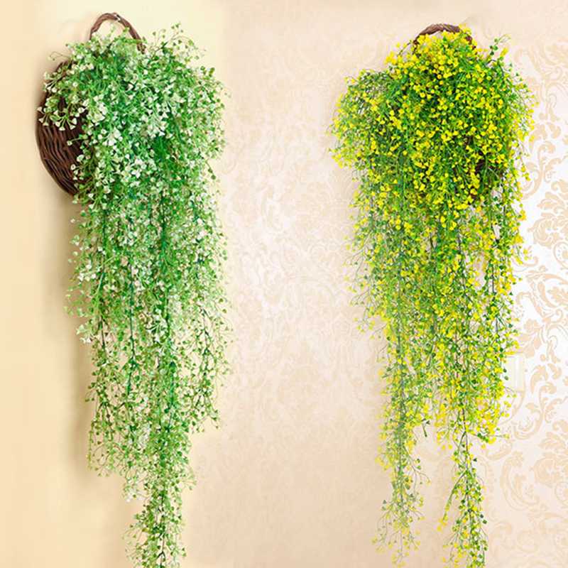 

120cm Simulation Admiralty Willow Artificial Fake Silk Flower Vine Hanging Garland Plant Wall Decoration Home Wedding Decor, Re