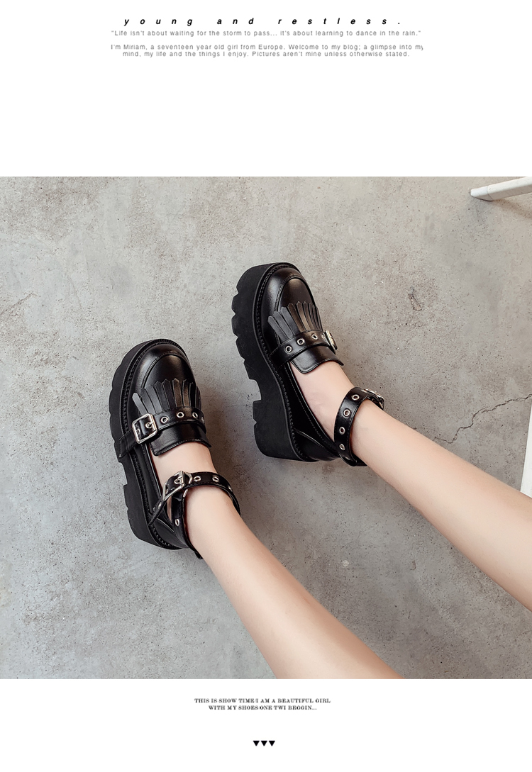 School Uniform Shoes For Women Platform Heels Sexy Rivet Black Goth ...