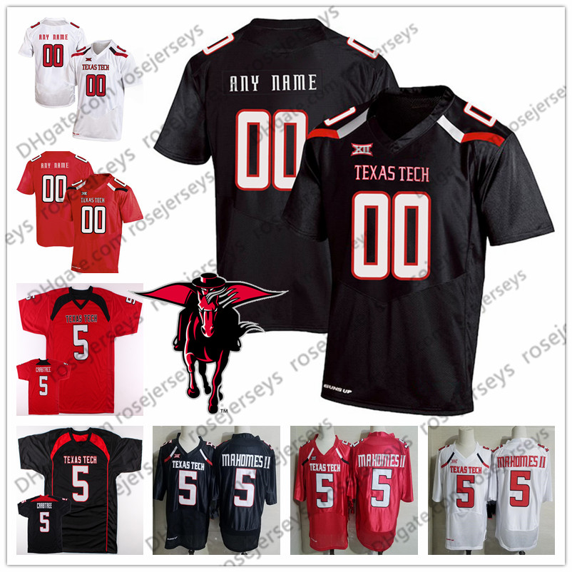 

Custom Texas Tech TTU 2019 College Football Any Name Number Black Red White 10 Alan Bowman Mahomes Mayfield Welker Men Youth Kid Jersey
