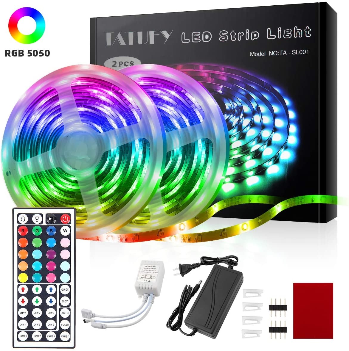 

Full House Lighting LED Strip Lights RGB 16.4Ft/5M SMD 5050 DC12V Flexible les strips lights 50LED/meter 16Different Static Colors