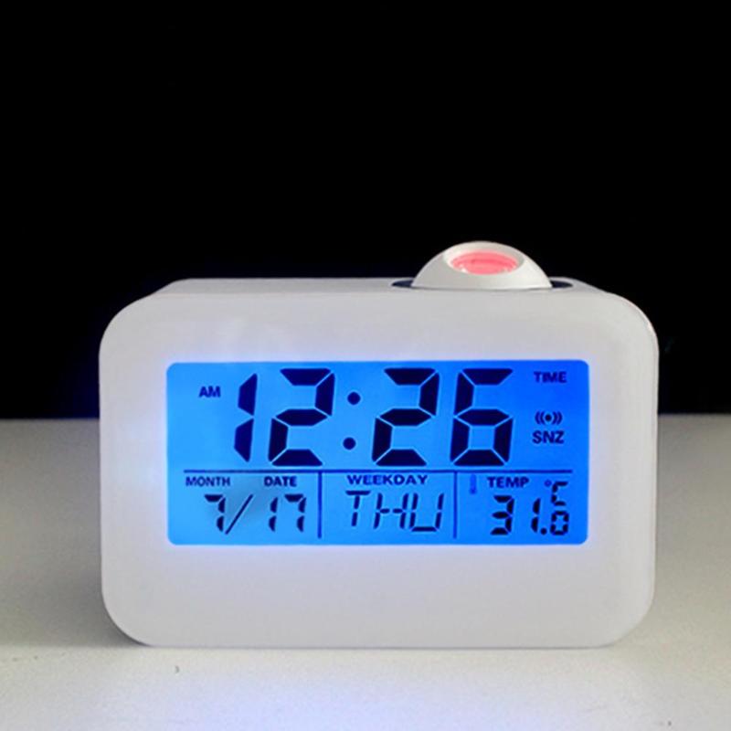 

Creative Digital Alarm Clock Projection Luminous Backlight Snooze Perpetual Calendar Voice Time Temperature Decoration