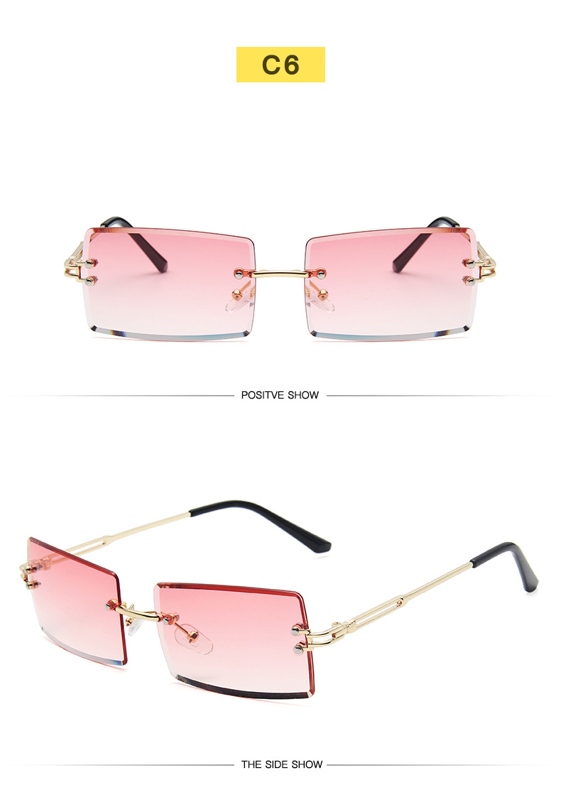 

Retro Frameless trimming Sunglasses 2021 square tinted Sunglasses ocean film Sunglasses UV400 Protective Eyeglasses Outdoor Eyewear 1603