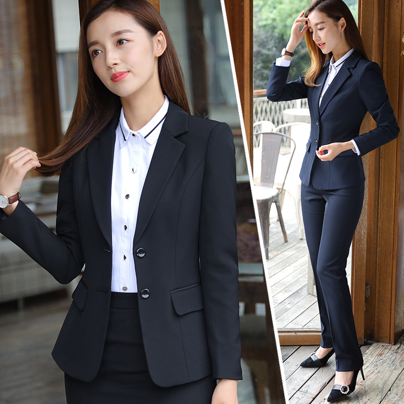 

suit overalls professional attire suits female fashion temperament is qiu dong outfit college students interview suit, See chart