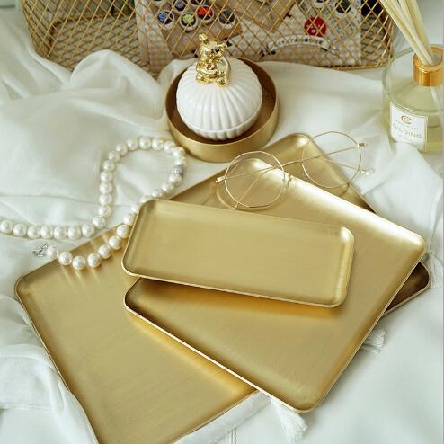 Brass Pallet Breakfast Trays Metal Jewelry Plates Home Decoration Rectangular Copper Photographic Projects Receiving Plate-image-476155770