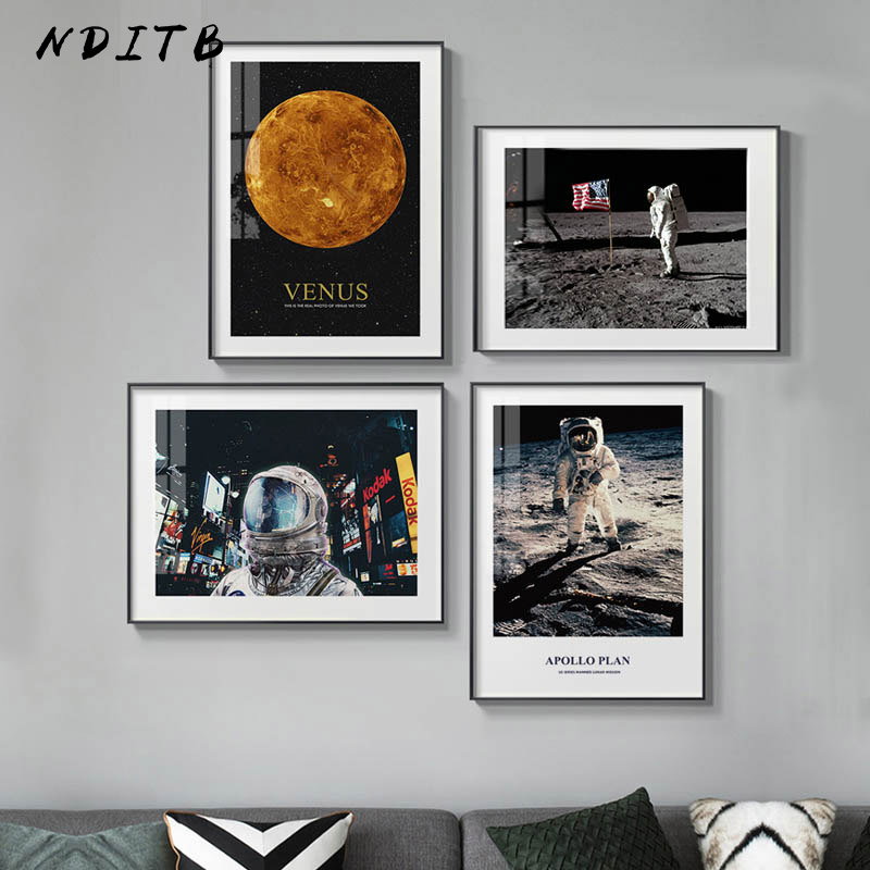 

Astronaut Moon Mars Fashion Poster Universe Space Canvas Wall Art Print Painting Contemporary Art Picture Home Room Decoration