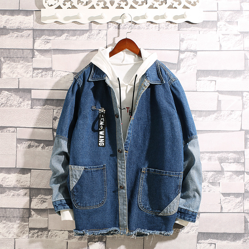 

Spring Retro Denim Jacket Men's Fashion Washed Casual Denim Jackets Mens Streetwear Loose Hip Hop Bomber Jacket Men -3XL, Black