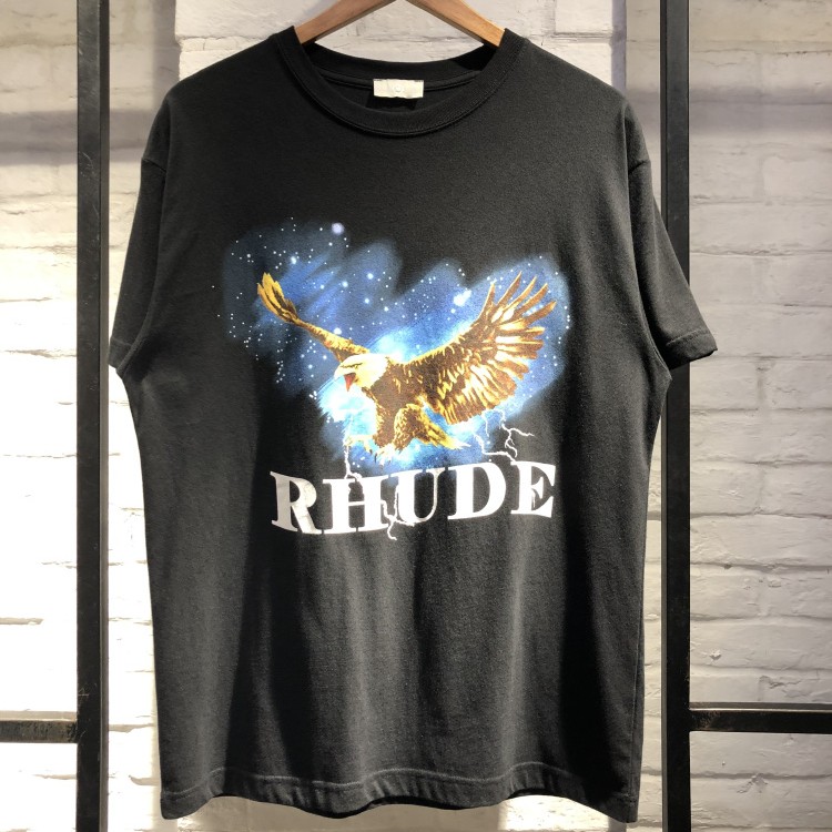 

19ss rhude T Shirt Eagle T-Shirt Summer Fashion Style Cotton T-Shirts Top Tees Vintage Designer T-Shirt, White;black