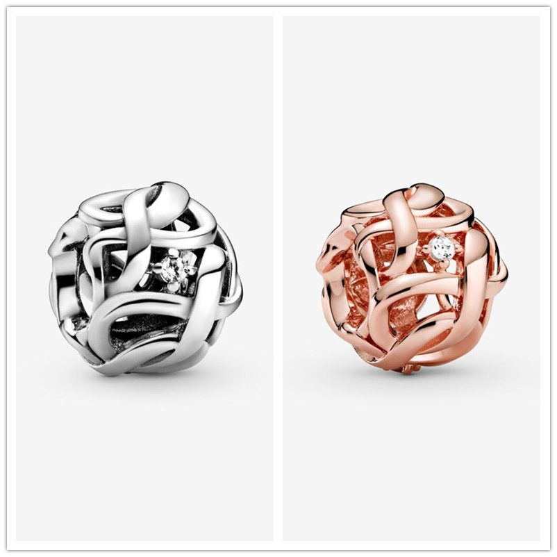 New ajourées Tissé Infinity Charm argent 925 amour charme Perle Fit Bracelets Collier de bricolage pour les femmes Livraison gratuite en gros 798