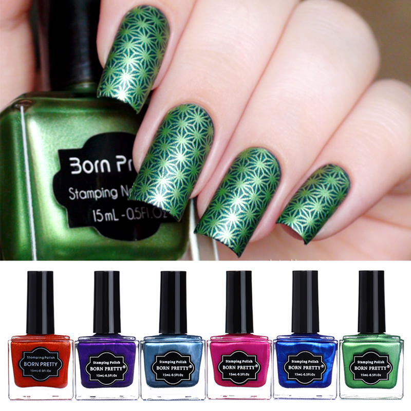 

6 Bottles BORN PRETTY Nail Stamping Polish Set 15ml 6ml Manicure Art Printing Varnish Lacquer Kit for Stamp Plate, Set 2 6ml