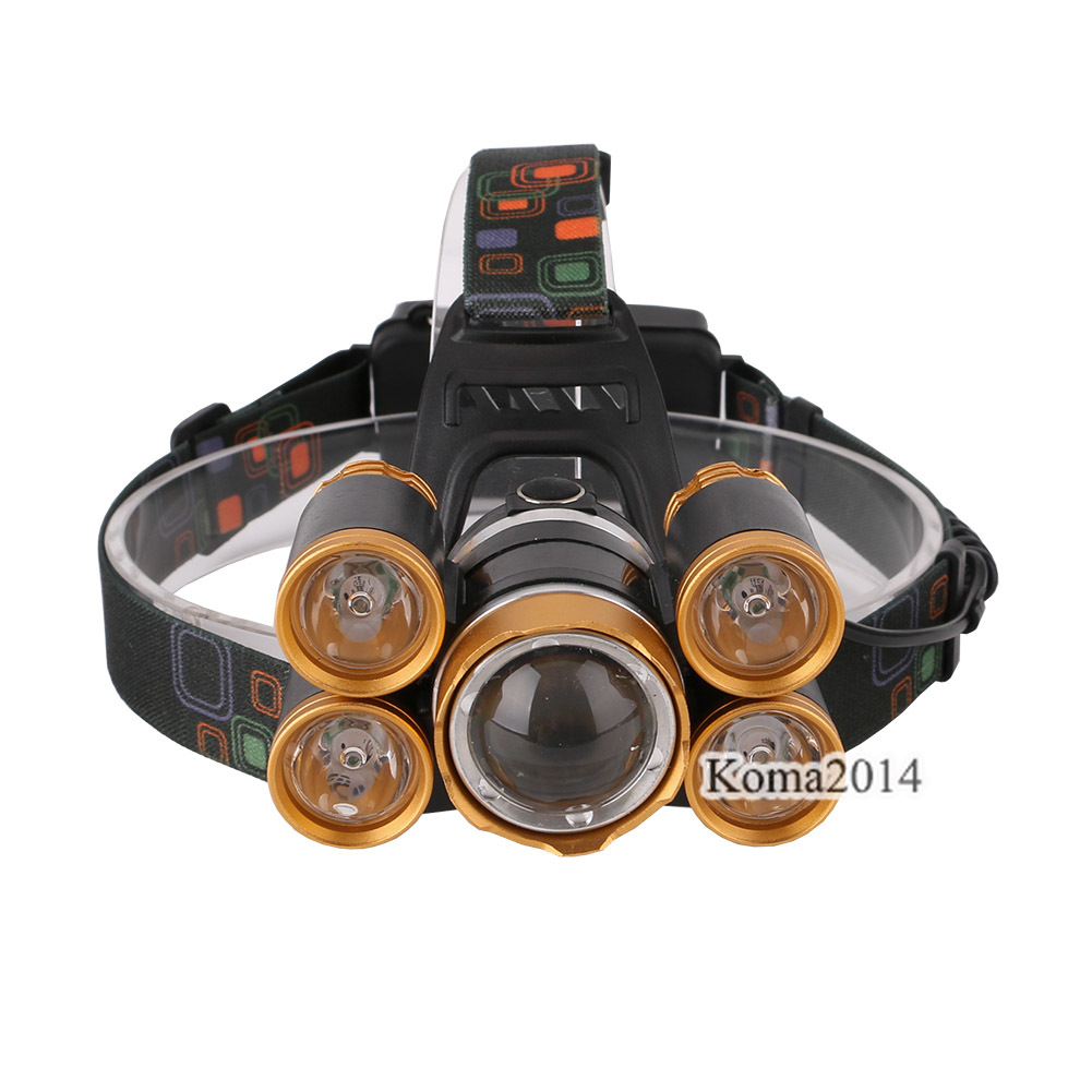 

T6 XPE Aluminum alloy+TPU Golden LED Headlamp front head lamp 18650 Rechargeable Battery tool box Head Light