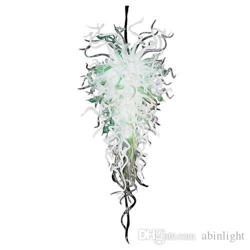 

Pretty White and Green Murano Glass Chandelier Wedding Decorative Blown Glass Large Pendant Lamps Art Designed Modern Crystal Light,LR1131