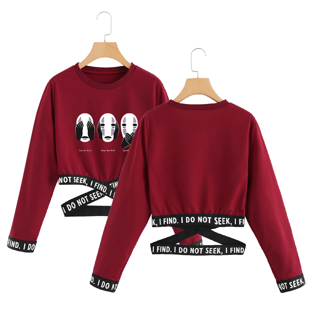 

Spirited Away O-Neck Sweatshirts Women Long Sleeve Sweatshirt 2019 Hot Sale Casual Streetwear Sexy Clothes Size From  to 2XL, Red