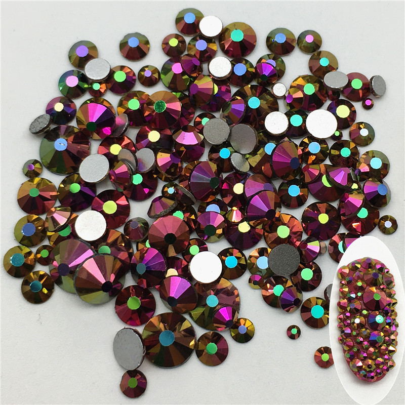 

Good Quality Rainbow Rose Gold DIY Strass Crystal ss3-ss34 Non HotFix 3D Nail Art Flatback Rhinestones for Clothes Decorations