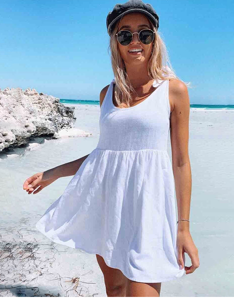 

2020 Solid Color Sleeveless Pockets o-neck Sundress Women's Summer Casual Loose Dress fashion plus size, 3#