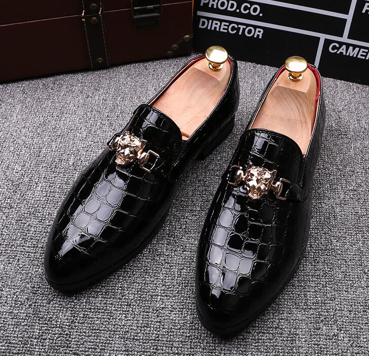 

new design luxury crocodile grain slipon oxfords shoes men casual fashion pointed toe dress shoes size 3944, Red