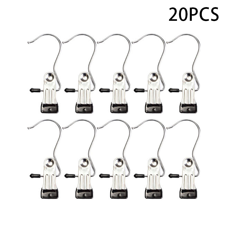 

20pcs Portable Metal Clip Hooks Clothes Pin Boot Shoes Hanger Hold Clips Hooks Home Laundry Metal Hook