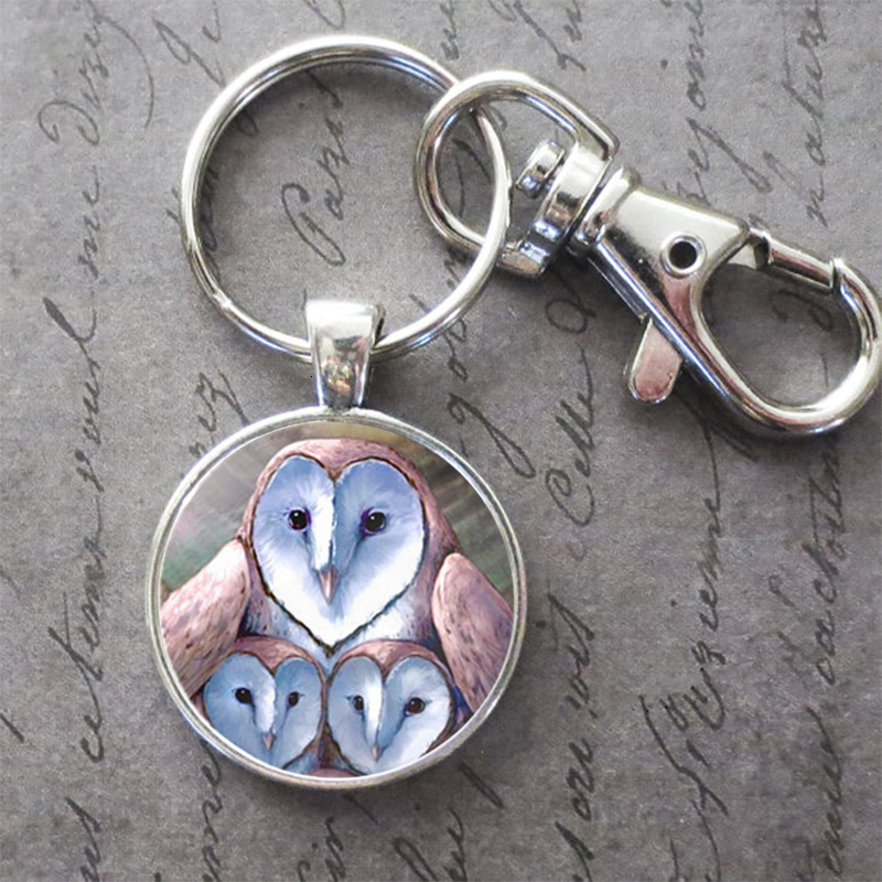 

Art Painting Owl Key Ring Key Chain Bird Photo Key Buckle Pendant Birthday Festival Anniversary Gift Jewelry Accessories