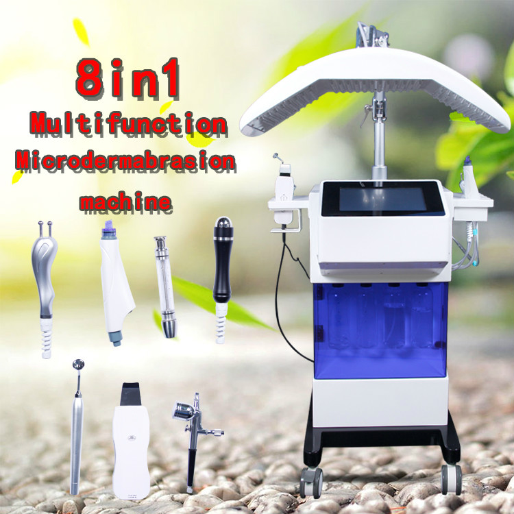 

2020 new Hydra Dermabrasion Machine 8 In 1 With Ultrasonic RF BIO Oxygen Microdermabrasion Water Dermabrasion whitening uniform color