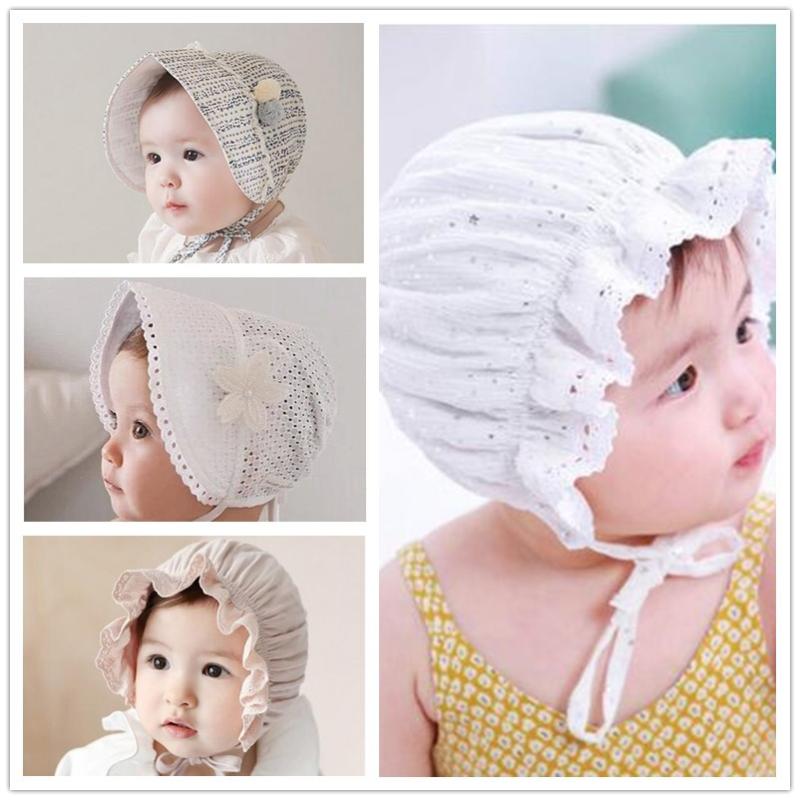 

Lace Newborn Baby Hat Cute Cotton Kids Baby Girl Hat Cap Princess Infant Toddler Bonnet Girls Summer Sun Gifts, Style4 pink