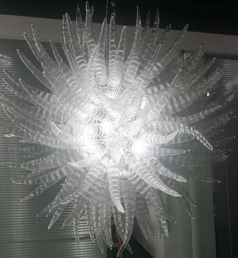 Lampes maintenant tendance 36 pouces chaîne de verre transparente pendentif lumière spirales personnalisées lustre en cristal éclairage pour la m