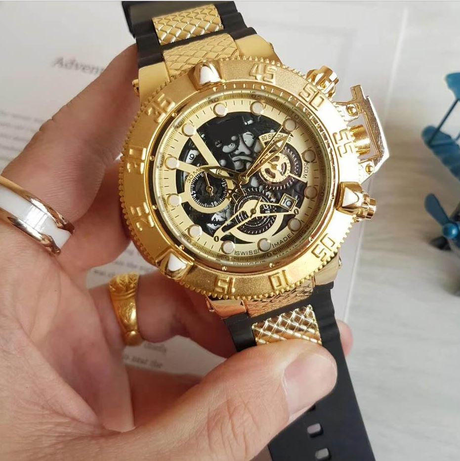 

All Subdials Work Big Dial 51mm Mens Watches Rubber Strap Quartz Wristwatches Sport Watch Casual Luxury Designer Watches Best Christmas Gift, Slivery;brown