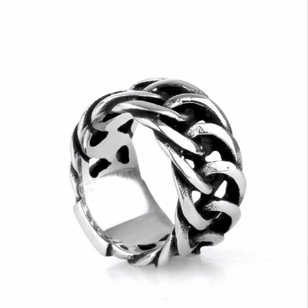 

Retro mesh ring hip hop punk chain ring twist fashion personality domineering