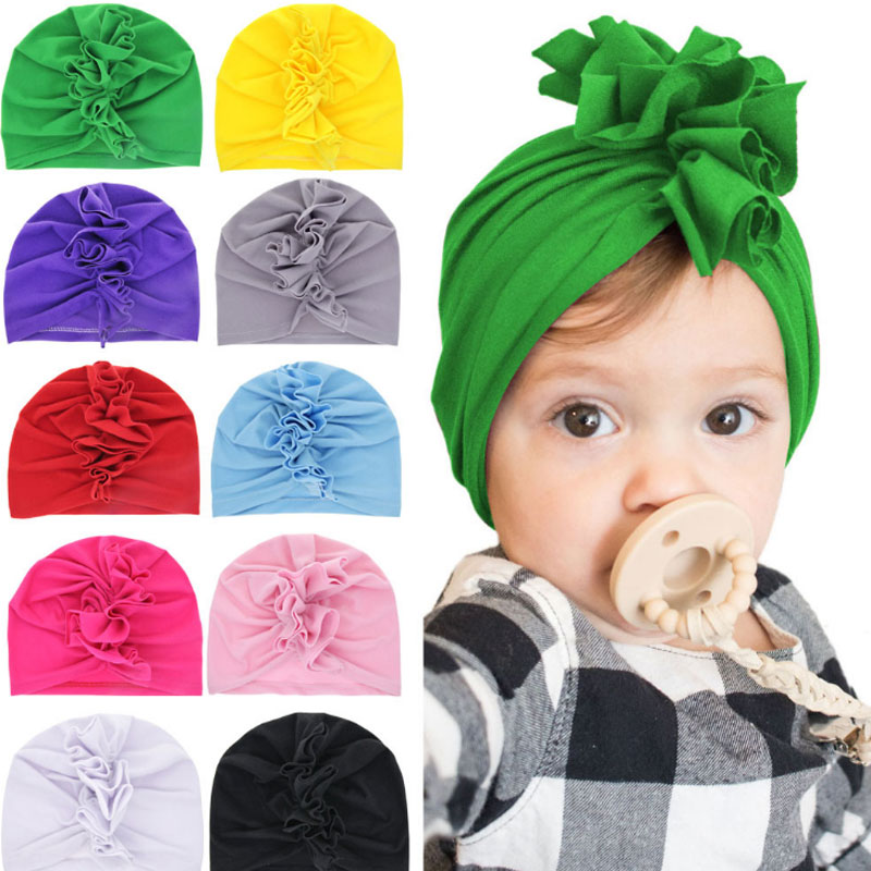 

Hot sale Newborn Boy Girl hats Infant beanies bonnet Children Spring Summer turban caps Solid Color Hair Accessories, Mixed