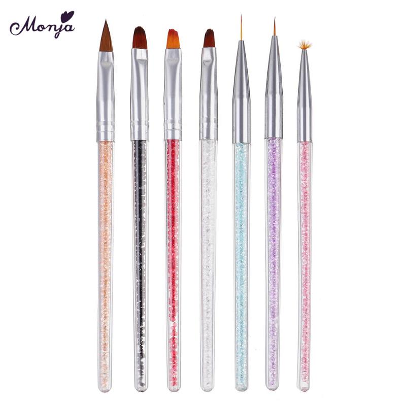 

7 PCS Acrylic Painting Pen UV Gel Brush Liner Rhinestone Handle Nail Art Decoration Manicure Tools Kit Nail Accessories