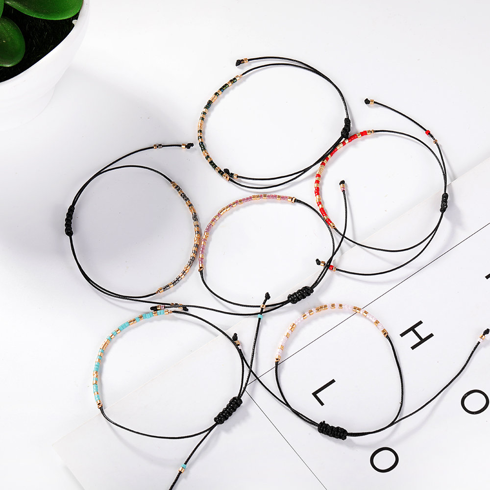 

Bohemian Women Rice Beads Bracelets&Bangles Braided Adjustable Chain Charms Bracelet For Women Jewelry Party Gift 2020-Z, Black