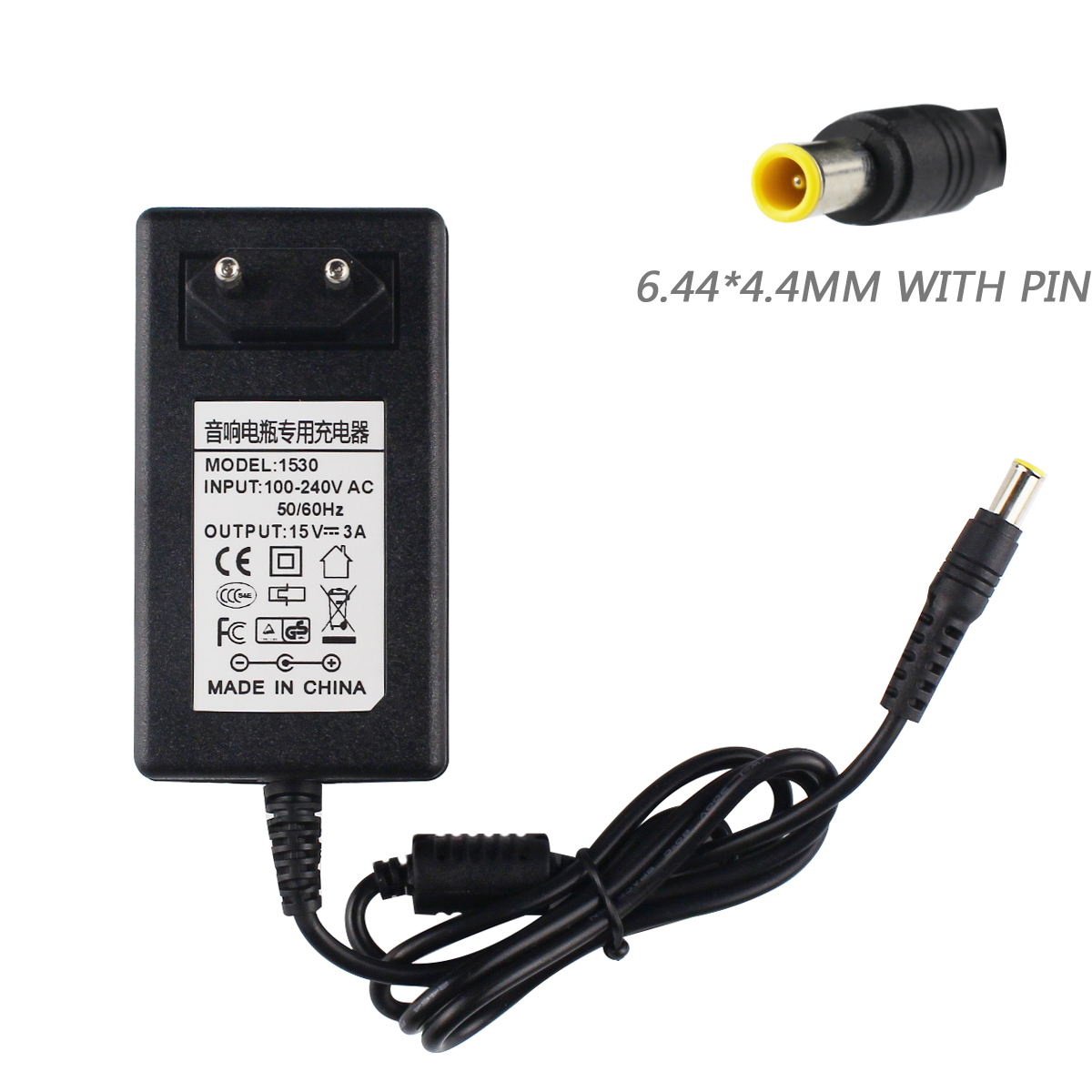 

15V 3A 6.4*4.4 EU Adapter Charger Compatible with For Sony SRS-X55 SRS-BTX500 SRS-XB3 Portable Bluetooth Speaker Power Supply